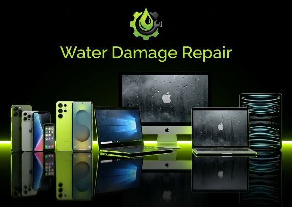 Technician cleaning water damage corrosion from a phone motherboard at a local repair shop near Madison TN